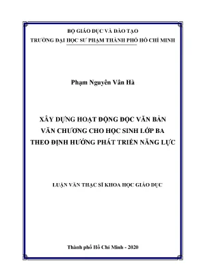 Luận văn xây dựng hoạt động đọc văn bản văn chương cho học sinh lớp ba theo định hướng phát triển năng lực