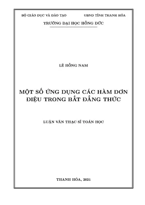 Một số ứng dụng các hàm đơn điệu trong bất đẳng thức