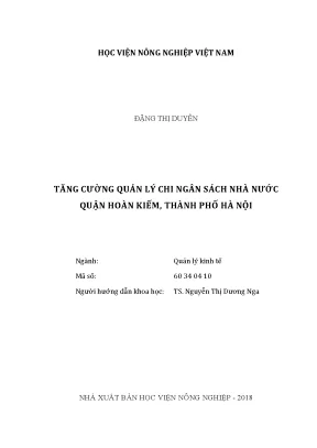 Luận văn tăng cường quản lý chi ngân sách nhà nước quận hoàn kiếm thành phố hà nội