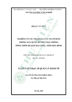 Nghiên cứu sự tham gia của người dân trong xây dựng đường giao thông nông thôn huyện mai châu tỉnh hòa bình