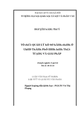 Luận văn thạc sĩ tổ chức quản lý hồ sơ hành chính ở ubnd thành phố ninh bình thực trạng và giải pháp