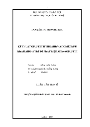 Luận văn kỹ thuật giấu tin trong ảnh và nghiên cứu khả năng có thể để phát hiện ảnh có giấu tin
