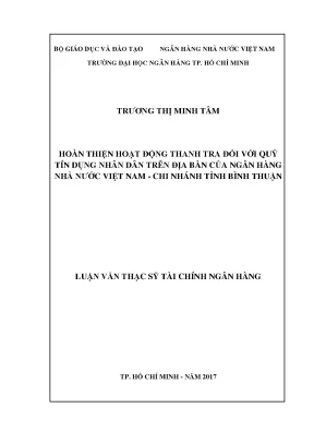 Luận văn hoàn thiện hoạt động thanh tra đối với quỹ tín dụng nhân dân trên địa bàn của ngân hàng nhà nước việt nam chi nhánh tỉnh bình thuận