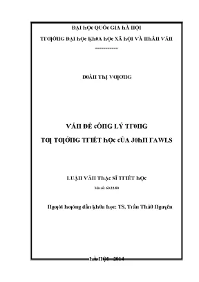 Luận văn thạc sĩ vấn đề công lý trong tư tưởng triết học của john rawls