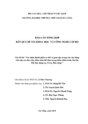 Xác định thành phần cơ thể và gen đặc trưng của vận động viên cấp cao theo đặc điểm môn thể thao trọng điểm
