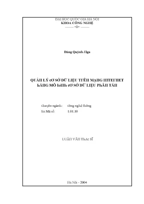 Luận văn quản lý cơ sở dữ liệu trên mạng internet bằng mô hình cơ sở dữ liệu phân tán