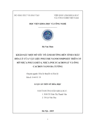 Khảo sát một sô yếu tố ảnh hưởng đến tính chất hóa lý của vật liệu polyme nanocompozit trên cơ sở nhựa polyamit 6 nhựa polycacbonat và ống cacbon nano đa tường