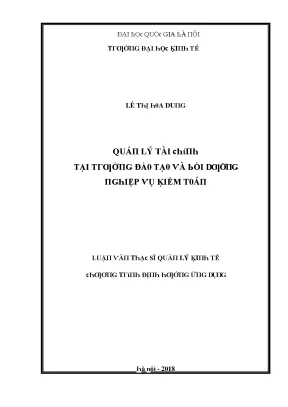Luận văn quản lý tài chính tại trường đào tạo và bồi dưỡng nghiệp vụ kiểm toán