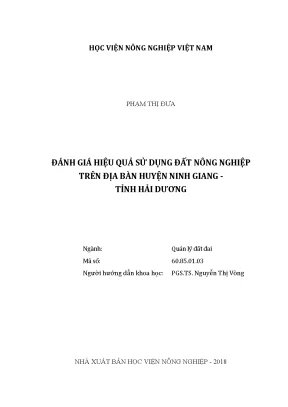 Luận văn đánh giá hiệu quả sử dụng đất nông nghiệp trên địa bàn huyện ninh giang tỉnh hải dương
