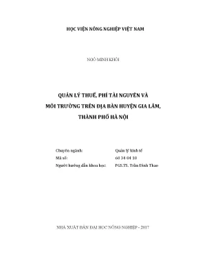 Luận văn quản lý thuế phí tài nguyên và môi trường trên địa bàn huyện gia lâm thành phố hà nội
