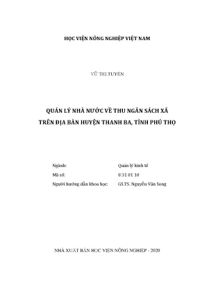 Quản lý nhà nước về thu ngân sách xã trên địa bàn huyện thanh ba tỉnh phú thọ