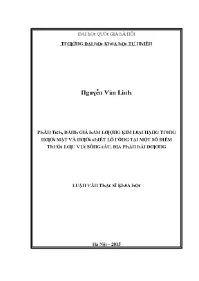 Luận văn thạc sĩ phân tích đánh giá hàm lượng kim loại nặng trong nước mặt và nước chiết lỗ rỗng tại một số điểm thuộc lưu vực sông cầu địa phận hải dương vnu lvts08w