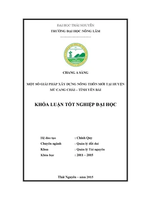 Luận văn một số giải pháp xây dựng nông thôn mới tại huyện mù cang chải tỉnh yên bái