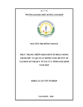 Luận văn thực trạng triển khai một số hoạt động chăm sóc và quản lý bệnh tăng huyết áp tại một sốtrạm y tế xã của tỉnh nam định năm 2019