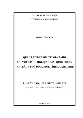 Luận văn quản lý thuế giá trị gia tăng đối với doanh nghiệp ngoài quốc doanh tại thành phố đồng hới tỉnh quảng bình