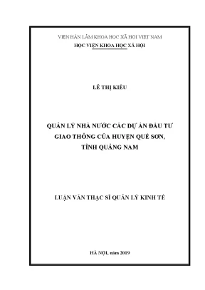 Quản lý nhà nước các dự án đầu tư giao thông của huyện quế sơn tỉnh quảng nam