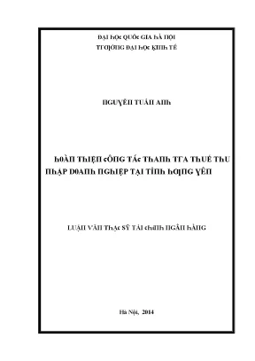 Luận văn hoàn thiện công tác thanh tra thuế thu nhập doanh nghiệp tại tỉnh hưng yên