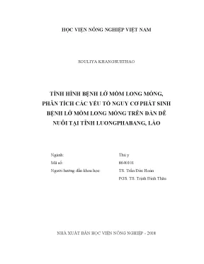 Luận văn tình hình bệnh lở mồm long móng phân tích các yếu tố nguy cơ phát sinh bệnh lở mồm long móng trên đàn dê nuôi tại tỉnh luongphabang lào