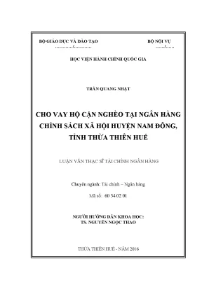Luận văn cho vay hộ cận nghèo tại ngân hàng chính sách xã hội huyện nam đông tỉnh thừa thiên huế