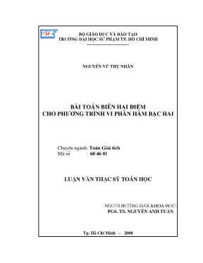 Luận văn bài toán biên hai điểm cho phương trình vi phân hàm bậc hai