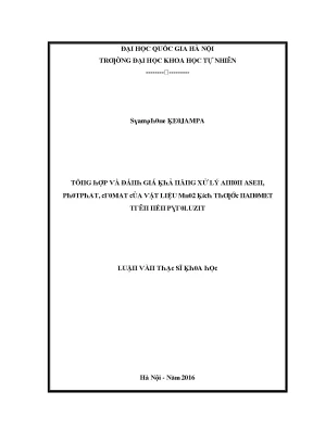 Luận văn thạc sĩ tổng hợp và đánh giá khả năng xử lí anion asen photphat cromat của vật liệu mno2 kích thước nanomet trên nền pyroluzit vnu lvts08w