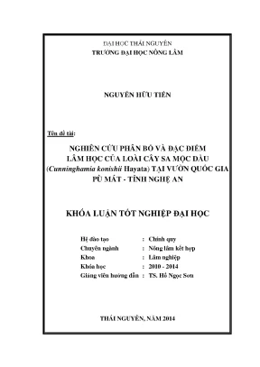 Luận văn nghiên cứu phân bố và đặc điểm lâm học của loài cây sa mộc dầu cunninghamia konishii hayata tại vườn quốc gia pù mát tỉnh nghệ an