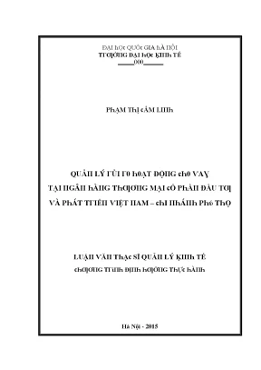 Luận văn quản lý rủi ro hoạt động cho vay tại ngân hàng thương mại cổ phần đầu tư và phát triển việt nam chi nhánh phú thọ