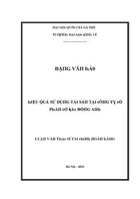 Luận văn hiệu quả sử dụng tài sản tại công ty cổ phần cơ khí đông anh