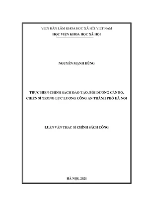 Luận văn thực hiện chính sách đào tạo bồi dưỡng cán bộ chiến sĩ trong lực lượng công an thành phố hà nội