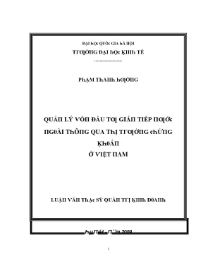 Luận văn quản lý vốn đầu tư gián tiếp nước ngoài thông qua thị trường chứng khoán ở việt nam