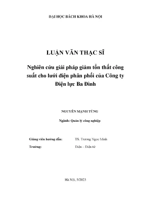 Nghiên cứu giải pháp giảm tổn thất công suất cho lưới điện phân phối của công ty điện lực ba đình