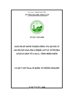 Luận văn giải pháp hoàn thiện công tác quản lý chi ngân sách nhà nước cấp xã trên địa bàn huyện tủa chùa tỉnh điện biên