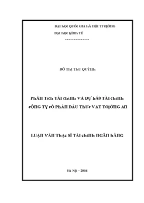 Luận văn phân tích tài chính và dự báo tài chính công ty cổ phần dầu thực vật tường an