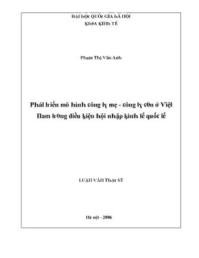 Luận văn phát triển mô hình công ty mẹ công ty con ở việt nam trong điều kiện hội nhập kinh tế quốc tế