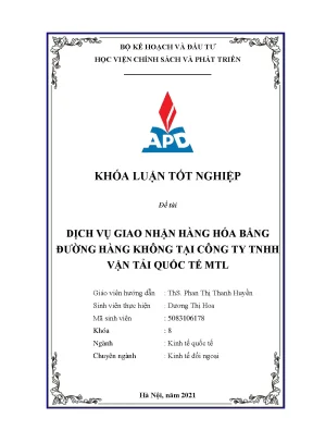 Luận văn dịch vụ giao nhận hàng hóa bằng đường hàng không tại công ty tnhh vận tải quốc tế mtl