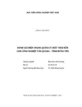 Luận văn đánh giá hiện trạng quản lý chất thải rắn cụm công nghiệp tân quang tỉnh hưng yên