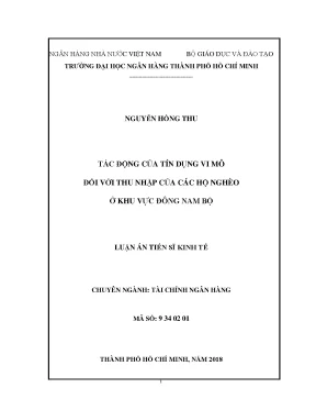 Luận văn tác động của tín dụng vi mô đối với thu nhập của các hộ nghèo ở khu vực đông nam bộ