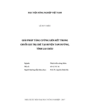 Luận văn giải pháp tăng cường liên kết trong chuỗi giá trị chè tại huyện tam đường tỉnh lai châu
