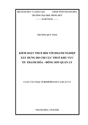 Kiểm soát thuế đối với doanh nghiệp xây dựng do chi cục thuế khu vực tp thanh hóa đông sơn quản lý