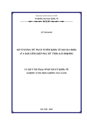 Luận văn hỗ trợ phụ nữ phát triển kinh tế hộ gia đình của hội liên hiệp phụ nữ tỉnh hải dương