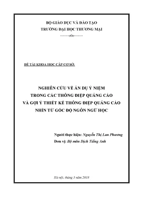 Nghiên cứu về ẩn dụ ý niệm trong các thông điệp quảng cáo và gợi ý thiết kế thông điệp quảng cáo nhìn từ góc độ ngôn ngữ học