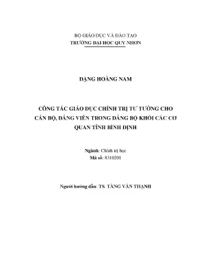 Luận văn công tác giáo dục chính trị tư tưởng cho cán bộ đảng viên trong đảng bộ khối các cơ quan tỉnh bình định