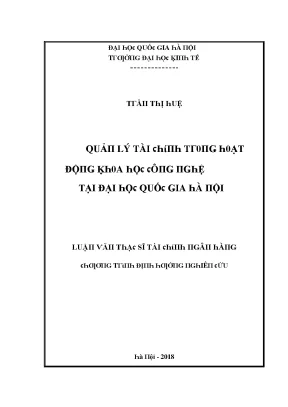 Luận văn quản lý tài chính trong hoạt động khoa học công nghệ tại đại học quốc gia hà nội