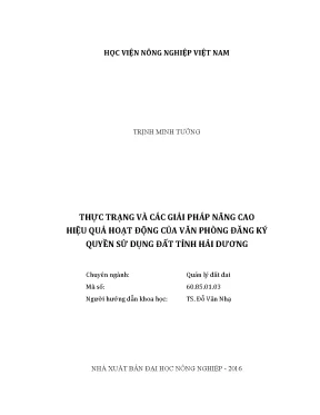 Luận văn thực trạng và giải pháp nâng cao hiệu quả hoạt động của văn phòng đăng ký quyền sử dụng đất tỉnh hải dương