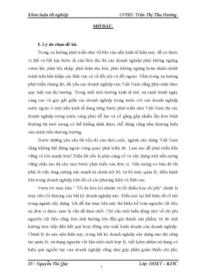 Thực trạng và một số giải pháp nhằm hoàn thiện kế toán nguyên vật liệu tại xí nghiệp 10 trực thuộc tổng công ty cổ phần xây dựng thanh hóa