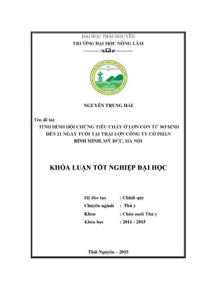 Luận văn tình hình hội chứng tiêu chảy ở lợn con từ sơ sinh đến 21 ngày tuổi tại trại lợn công ty cp bình minh mỹ đức hà nội và thử nghiệm một số phác đồ điều trị