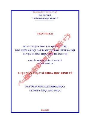 Luận văn hoàn thiện công tác quản lý thu bảo hiểm xã hội bắt buộc tại bảo hiểm xã hội huyện hướng hóa tỉnh quảng trị min