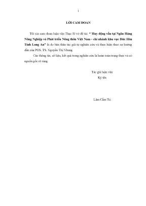 Luận văn huy động vốn tại ngân hàng nông nghiệp và phát triển nông thôn việt nam chi nhánh khu vực đức hòa tỉnh long an