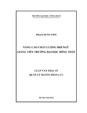 Luận văn nâng cao chất lượng đội ngũ giảng viên trường đại học đồng tháp