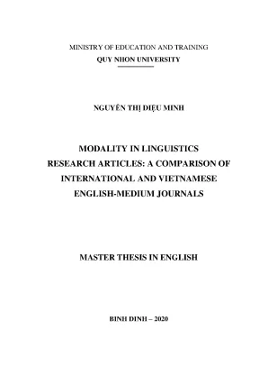 Luận văn modality in linguistics research articles a comparison of international and local english medium journals